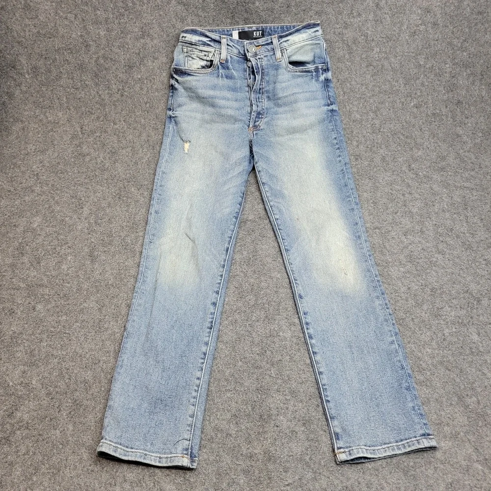 Kut From The Kloth Jeans Womens 0 Blue Denim High Rise Ankle VTG Straight Preppy - Picture 3 of 13